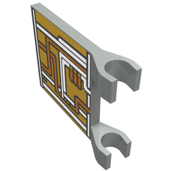 Flag 2 x 2 Square [Thin Clips] with Orange and Silver Circuitry Print