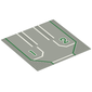 Baseplate 32 x 32 with 9-Stud Straight, 3-Lanes and Left '1', Right '2' Print
