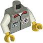 Torso Vest with Rescue Coast Guard Logo, ID Badge, Red Collar, Zipper Print, White Arms, Yellow Hands