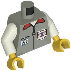 Torso Vest with Rescue Coast Guard Logo, ID Badge, Red Collar, Zipper Print, White Arms, Yellow Hands (973c27h01pr0040)