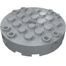 Brick Round 6 x 6 with 4 Side Pin Holes and Center Hole (18897)