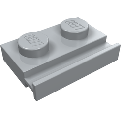 LEGO PART 32028 DARK BLUISH GREY PLATE MODIFIED 1 X 2 WITH DOOR RAIL X 7 PIECES