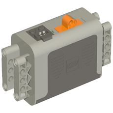 Battery Box, Power Functions 4 x 11 x 7 with Orange Switch and Dark Bluish Gray Covers [Complete Assembly] (58119)