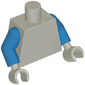 Torso Armour with Silver and Dark Azure Panels, Orange Pentagon with Yellow Lion Print, Blue Arms, Light Bluish Gray Hands