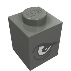 Brick 1 x 1 with Angry Eye Left / Sad Eye Right Print