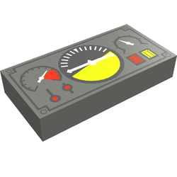 Tile 1 x 2 with Avionics Black and Green Print