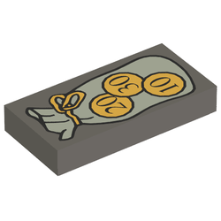 Tile 1 x 2 with Bag and Coins Print
