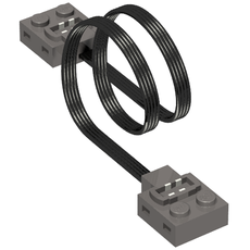 Wire with Brick 2 x 2 x 2/3 with 1 x 2 Studs and Power Functions and 9V Connectors, 20cm, One Light Bluish Gray End (60656)