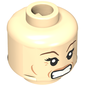 Minifig Head Narcissa Malfoy, Dark Brown Eyebrows and Crow's Feet Smiling / Angry Print