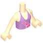 Minidoll Torso Girl with Medium Lavender Halter Top, Dark Pink Butterflies, Flowers Print
