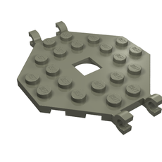 Plate Special 6 x 6 Octagonal with Square Hole and 4 Clips (Boat Mast Platform) (2539)