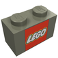 Brick 1 x 2 with LEGO Logo Closed O Square Print