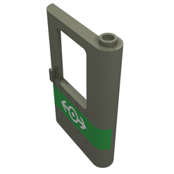 Door 1 x 4 x 5 Train Right with Green Stripe, Train Logo and Rivets Print [4512]