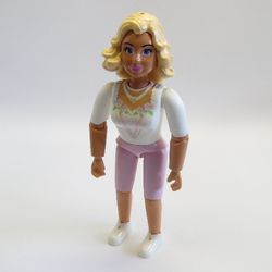 Belville Figure Articulated Elbows, Female, Light Yellow Hair, White Top with Flowers and Leaves Collar Print