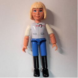 Belville Figure Articulated Elbows, Child, Female, Light Yellow Hair, Light Violet Top with White Sleeves, Blue Shorts, Black Boots (Horse Rider)