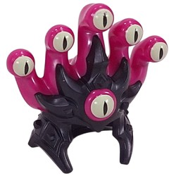 LEGO part 11433pr0001 Headwear, Crown with Magenta Tentacles, Yellowish Green Eyes print in Black