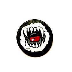 Tile Round 2 x 2 with Open Mouth, White Lips, Fangs, Tongue print