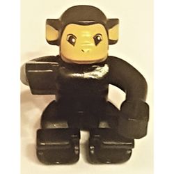 Duplo Animal Monkey, Bright Light Orange Face and Ears, Eyes Looking Forward