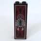 Brick 1 x 2 x 5 with Blocked Open Studs and Bottom Stud Holder with Scorpion and Dark Red Print
