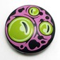 Plate Round 2 x 2 with Rounded Bottom [Boat Stud] with Lime Alien Eyes, Dark Pink Swirls print