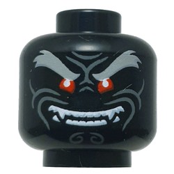 LEGO part 28621pr9512 Minifig Head Garmadon with print in Black