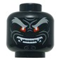 Minifig Head Garmadon, Thick Dark Bluish Grey Eyebrows, Wrinkles, Red Eyes, Mean Smile, Teeth / Frown