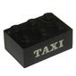 Brick 2 x 3 without Cross Supports with White 'TAXI' Serif Print