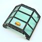 Window Bay 3 x 8 x 6 with Trans-Light Blue Glass with 5 White Stripes and Hamburger Print
