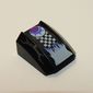 Slope Curved 2 x 2 with Lip, No Studs with White Checks and Flames Print (Spiky)