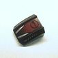 Slope Curved 2 x 2 with Lip, No Studs with Silver and Red with Circle Print