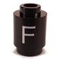 Brick Round 1 x 1 Open Stud with Letter 'F' Print