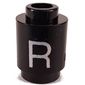 Brick Round 1 x 1 Open Stud with Letter 'R' Print