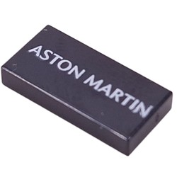 LEGO part 3069bpr9918 Tile 1 x 2 with White 'ASTON MARTIN' print in Black