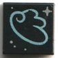 Tile 1 x 1 with Medium Azure Squiggly Line, Silver Stars print