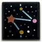 Tile 1 x 1 with Coral/Gold Star, Medium Azure Lines/Constellation print