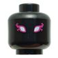 Minifig Head Mister F, White Eyes, Magenta Eyeshadow with Flames print
