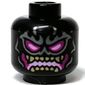 Minifig Head Crystal King, Magenta and Bright Pink Eyes and Mouth, Dark Tan Pointed Teeth Print