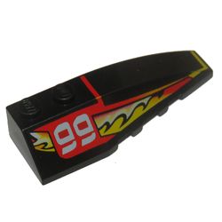 Wedge Curved 6 x 2 Right with Red/Yellow/White Flame Print and 99 Print