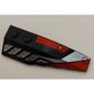 Wedge Curved 6 x 2 Right with Sleek Silver and Red Print
