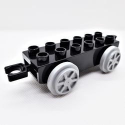 Duplo Train Base 2 x 6 with Light Bluish Gray Train Wheels and Moveable Hook