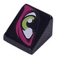 Slope 30° 1 x 1 x 2/3 with Olive Green/White Eye, Dark Purple Outline print