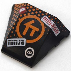 Wedge Curved 4 x 3 No Studs, with Orange Asian Symbol, Circle, 'Ninja' print