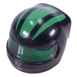 LEGO part 7071pat0003pr0003 Helmet, Formula 1 with Trans-Green Visor pattern and Bright Green Stripes print in Bright Green