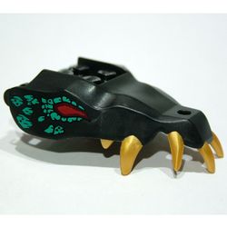 Creature Body Part, Dragon Head Upper Jaw with 4 Studs on Top and Gold Teeth, Dark Turquoise Markings, Red Eyes print