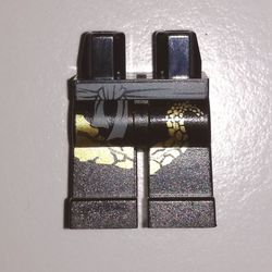 Hips and Black Legs with Gray Belt and Black Markings and Gold Dragon Tail Print