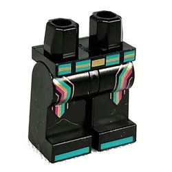 Hips and Black Legs with Dark Turquoise Belt, Gold/Magenta Stripes print
