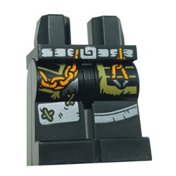 LEGO part 970c03pr0077 Hips and Black Legs with print in Black