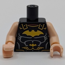 Torso Armor, Roman Breastplate, Gold Batman Logo Print, Light Nougat Arms and Hands