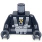 Torso, Classic Blacktron Re-issue, White Space Suit, Gold Triangle, Black Arms and Hands