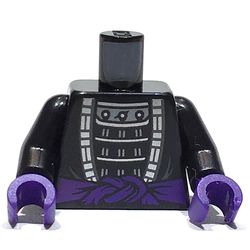 Torso Robe, Open over Dark Bluish Gray Armour, Dark Purple Belt print, Black Arms, Dark Purple Hands
